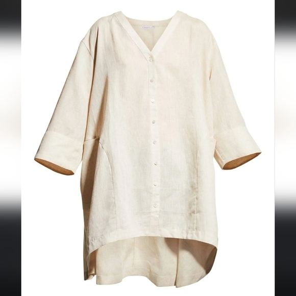 NWT- Harshman Los Angeles, Dimos Caftan, Natural (Light Oat), One Size - Picture 2 of 3